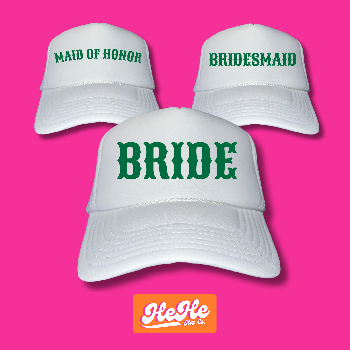 Bride, Maid of Honor, Bridesmaid set (green)